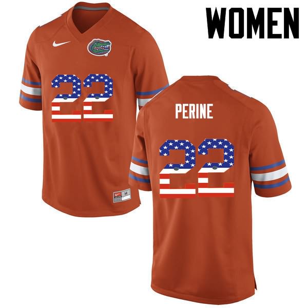 Women's NCAA Florida Gators Lamical Perine #22 Stitched Authentic USA Flag Fashion Nike Orange College Football Jersey RRP8365DC